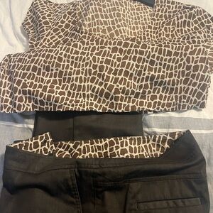 Willi Smith Brown Patterned Jumpsuit with Black Pants